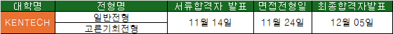 2026 KENTECH 면접 일정표